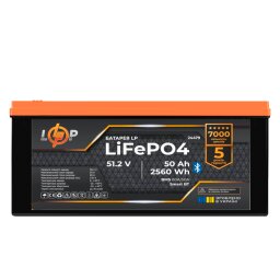 Акумулятор LP LiFePO4 51,2V - 50 Ah (2560Wh) (BMS 80A/50А) пластик Smart BT