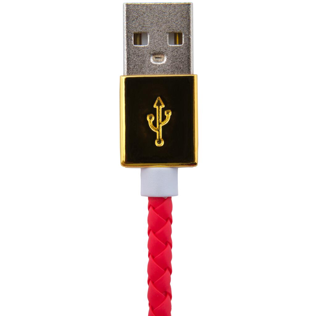 Кабель USB - Lightning 1м R (кож. плетение) красный / - Изображение 3