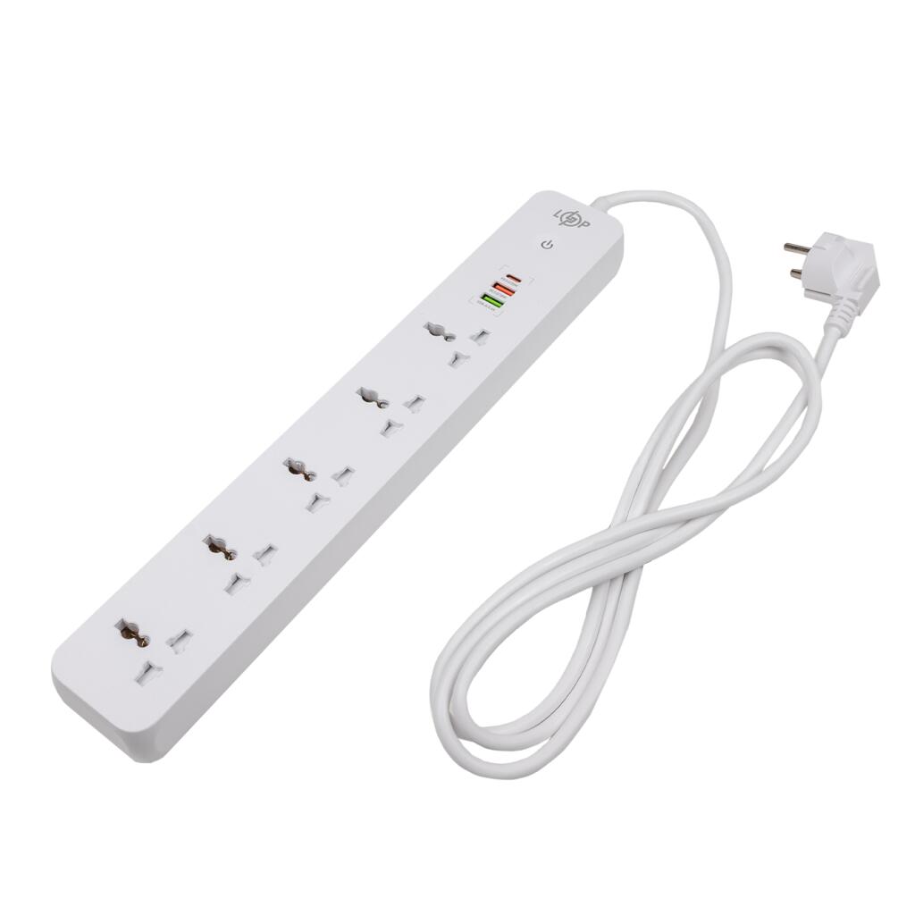 Сетевой фильтр (удлинитель) LP (5x230V-2500W, 1xUSB-38W/PD/QC3.0, 1xType-C 20W, 1xUSB 18W) - Изображение 3