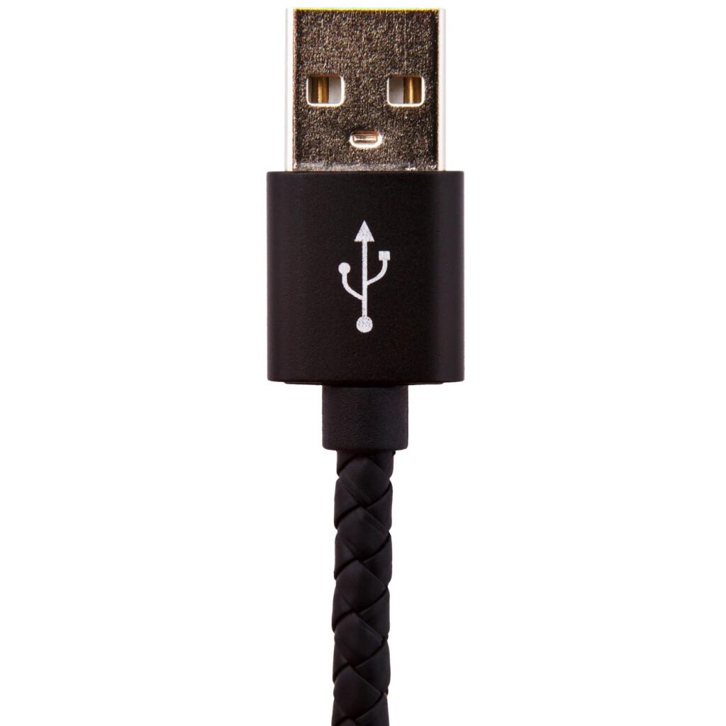 Кабель USB - micro USB 1м B (кож. плетение) черный / Re - Изображение 3
