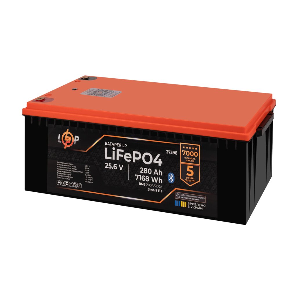 Аккумулятор LP LiFePO4 25,6V - 280 Ah (7168Wh) (BMS 200A/200А) пластик Smart BT - Изображение 5