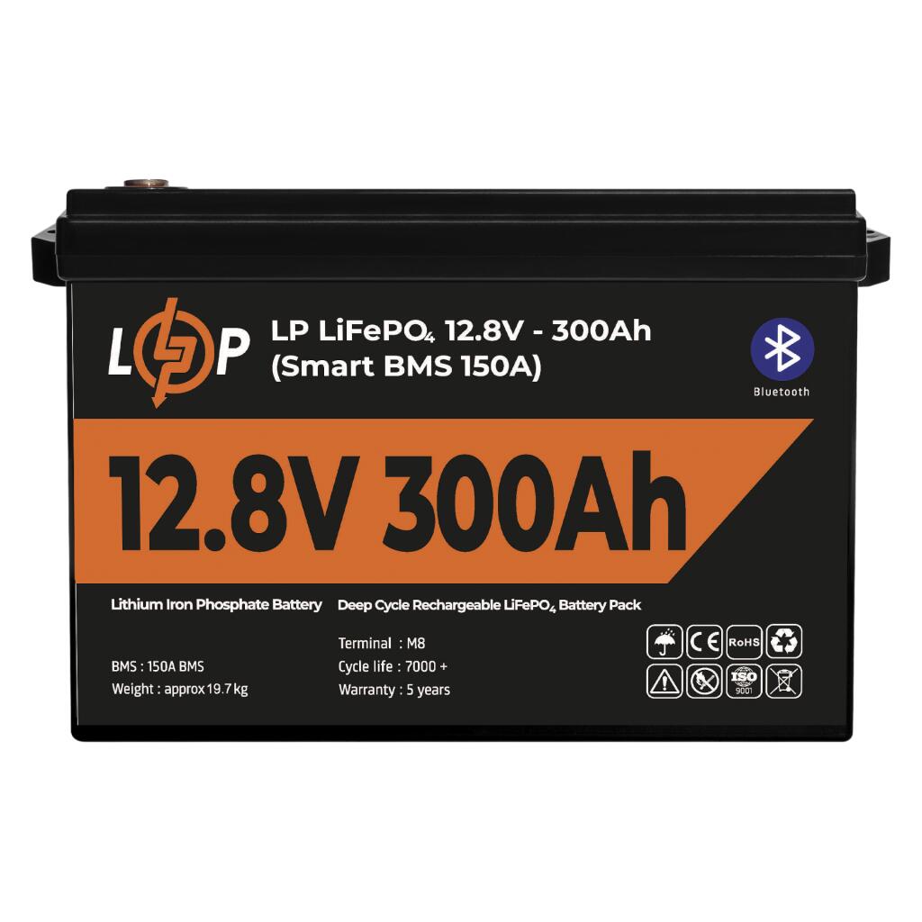 Акумулятор LP LiFePO4 12,8V - 300 Ah (3840Wh) (Smart BMS 200А) з BT пластик - Зображення 2