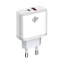 Зарядка для телефона LogicPower 45W (Type-C+USB) QC + кабель (Type-C to Type-C)