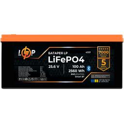 Аккумулятор LP LiFePO4 25,6V - 100 Ah (2560Wh) (BMS 80А/50А) пластик Smart BT