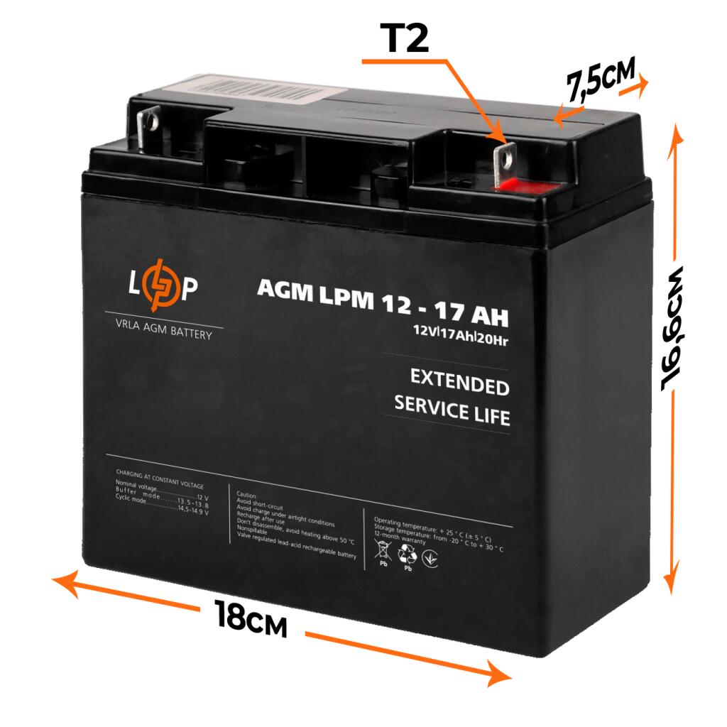 Аккумулятор AGM LPM 12V - 17 Ah - Изображение 7