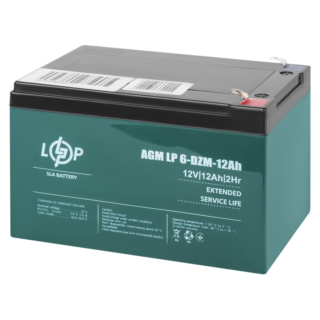 Тяговый свинцово-кислотный AGM аккумулятор LP 6-DZM-12 Ah - Изображение 1