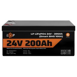 Аккумулятор LP LiFePO4 для ИБП 24V (25,6V) - 200 Ah (5120Wh) (Smart BMS 100А) с BT пластик null