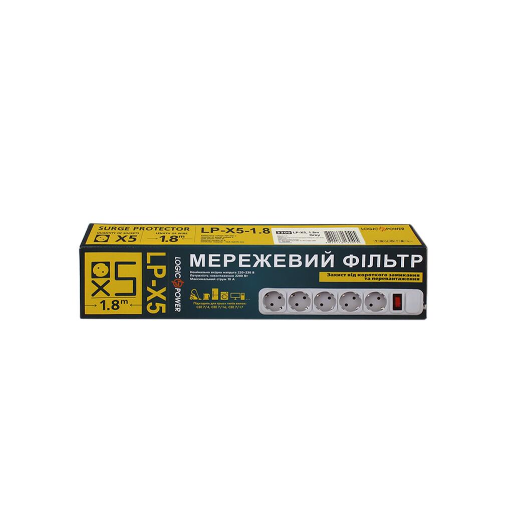 Сетевой фильтр LP-X5 1.8 м Grey - Изображение 6