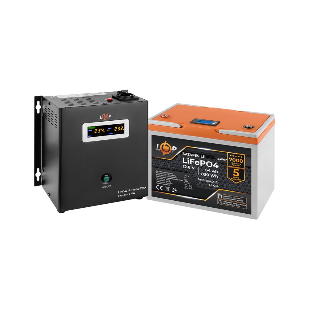 Комплект резервного питания LP (LogicPower) ИБП + литиевая (LiFePO4) батарея (UPS W500+ АКБ LiFePO4 820Wh) - Изображение 2