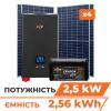 Комплект СЕС 2.5kW АКБ 2.56kWh (літій) 100 Ah Преміум (без комплектуючих) - Зображення 1