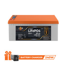 Аккумулятор LP LiFePO4 25,6V - 160 Ah (4096Wh) (BMS 150A/75А) пластик LCD для ИБП null