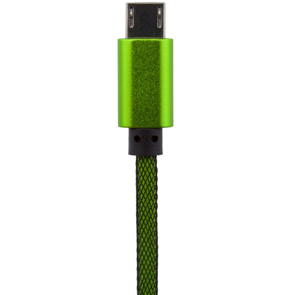 Кабель USB - micro USB 1м Gr (метал. плетение) зеленый - Изображение 2