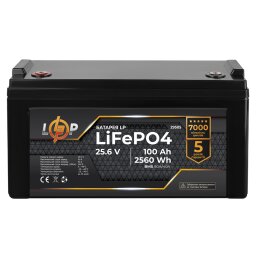 Аккумулятор LP LiFePO4 25,6V - 100 Ah (2560Wh)(BMS 80A/40А) пластик для ИБП