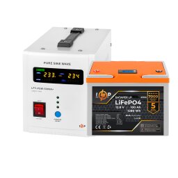 Комплект резервного живлення LP (LogicPower) ДБЖ + літієва (LiFePO4) батарея (UPS B500+ АКБ LiFePO4 1280W) null