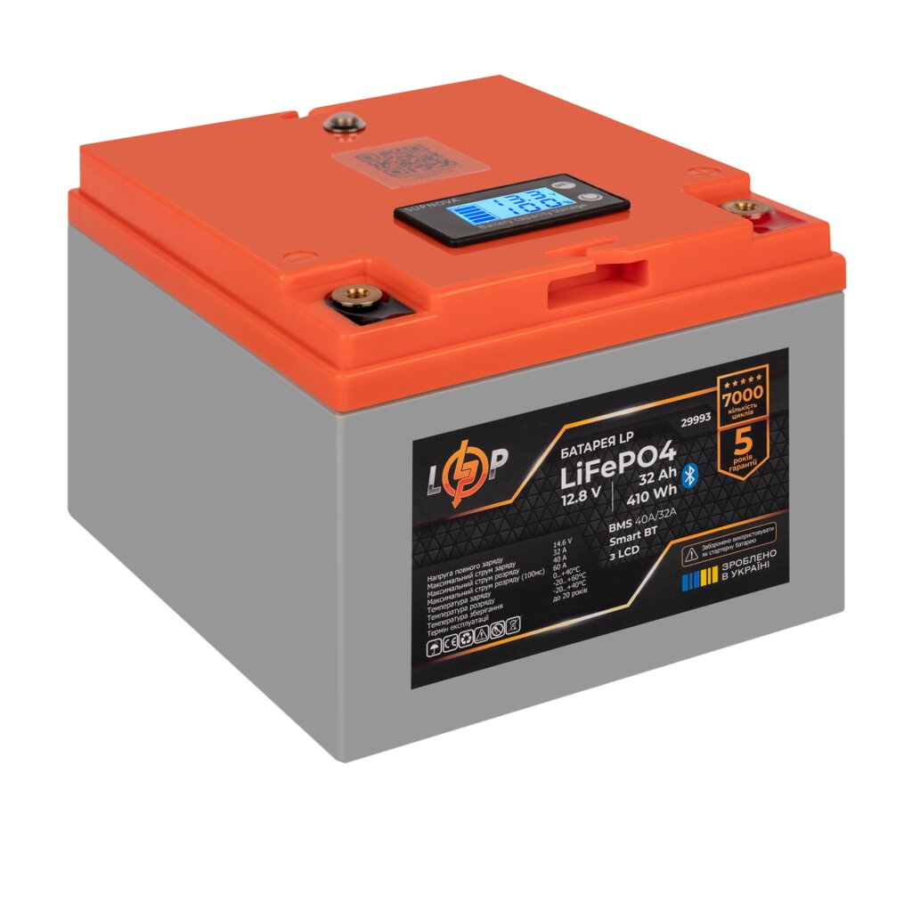 Аккумулятор LP LiFePO4 12,8V - 32 Ah (410Wh) (BMS 40А/32A) пластик LCD Smart BT - Изображение 5