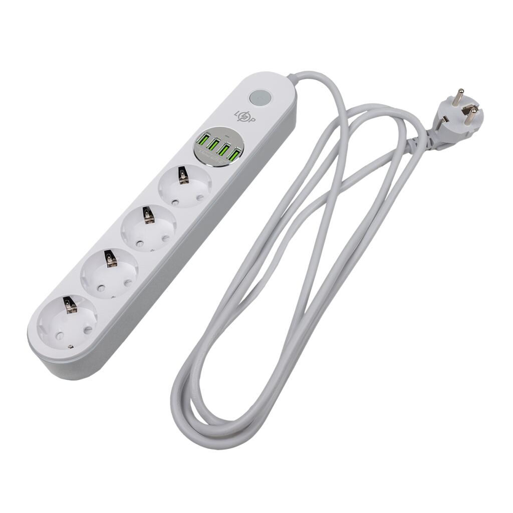 Сетевой фильтр (удлинитель) LP F24U4 (4x230V-2500W, 4xUSB-5V/3,4A 17W Auto Max) - Изображение 3