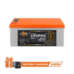 Акумулятор LP LiFePO4 LCD 24V (25,6V) - 230 Ah (5888Wh) (BMS 200A/100A) пластик null