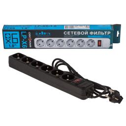 Сетевой фильтр LP-X6 1.8 м Black