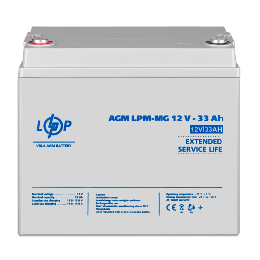 Аккумулятор мультигелевый AGM LPM-MG 12V - 33 Ah для TESLA - Изображение 2