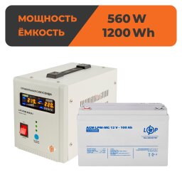 Комплект резервного живлення LogicPower ДБЖ + мультигелева батарея (UPS 800 + АКБ MG 1200Wh) null