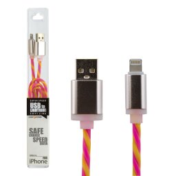 Кабель USB - Lightning 1м Y-P(силикон) желто-розовый / Retail