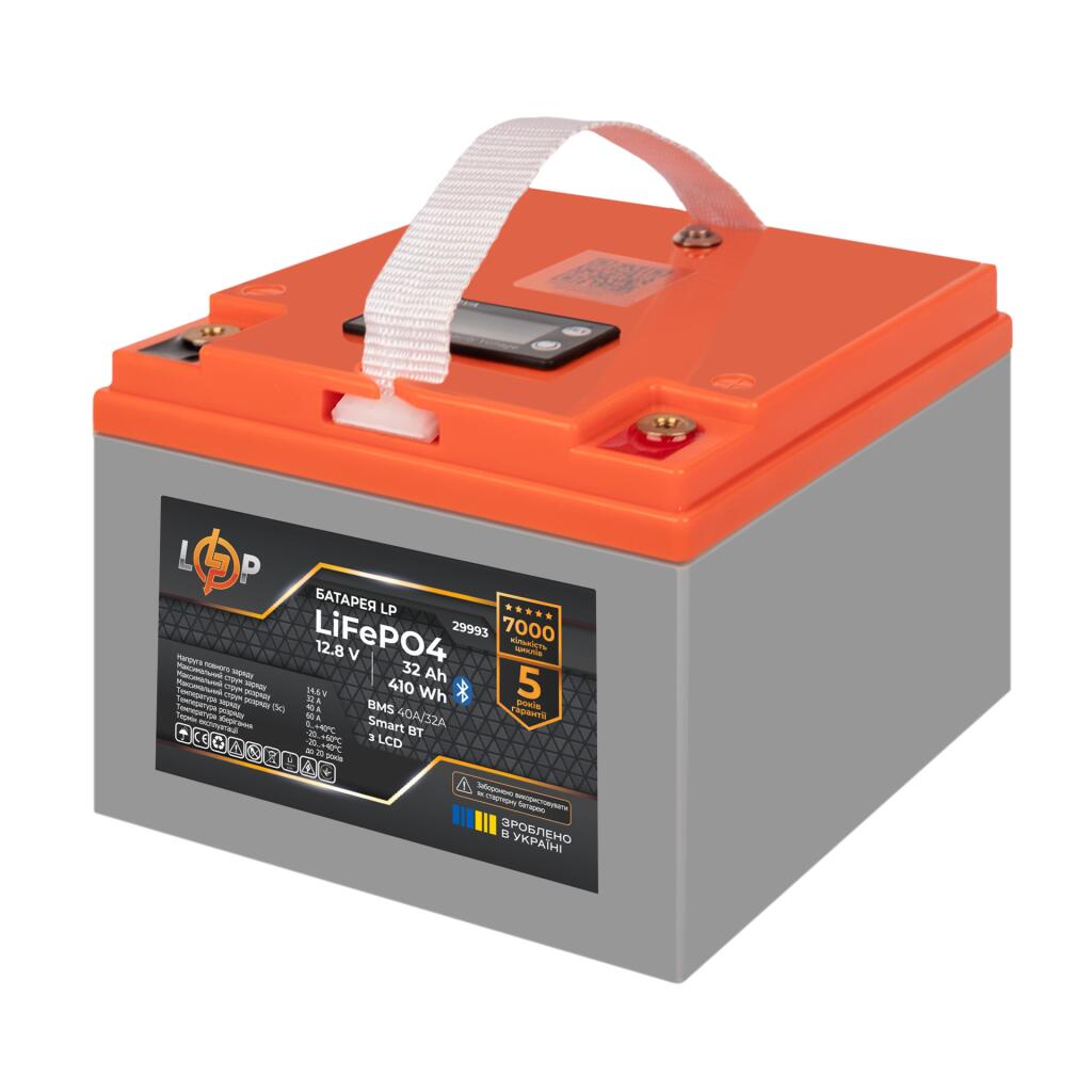 Акумулятор LP LiFePO4 12,8V - 32 Ah (410Wh) (BMS 40А/32A) пластик LCD Smart BT - Зображення 8