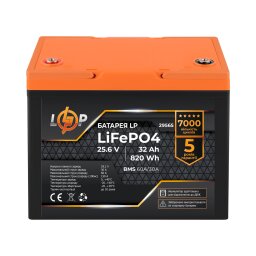 Аккумулятор LP LiFePO4 25,6V - 32 Ah (820Wh) (BMS 60А/30A) пластик для ИБП