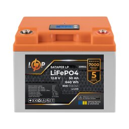 Акумулятор LP LiFePO4 LCD 12V (12,8V) - 50 Ah (640Wh) (BMS 50A/25A) пластик