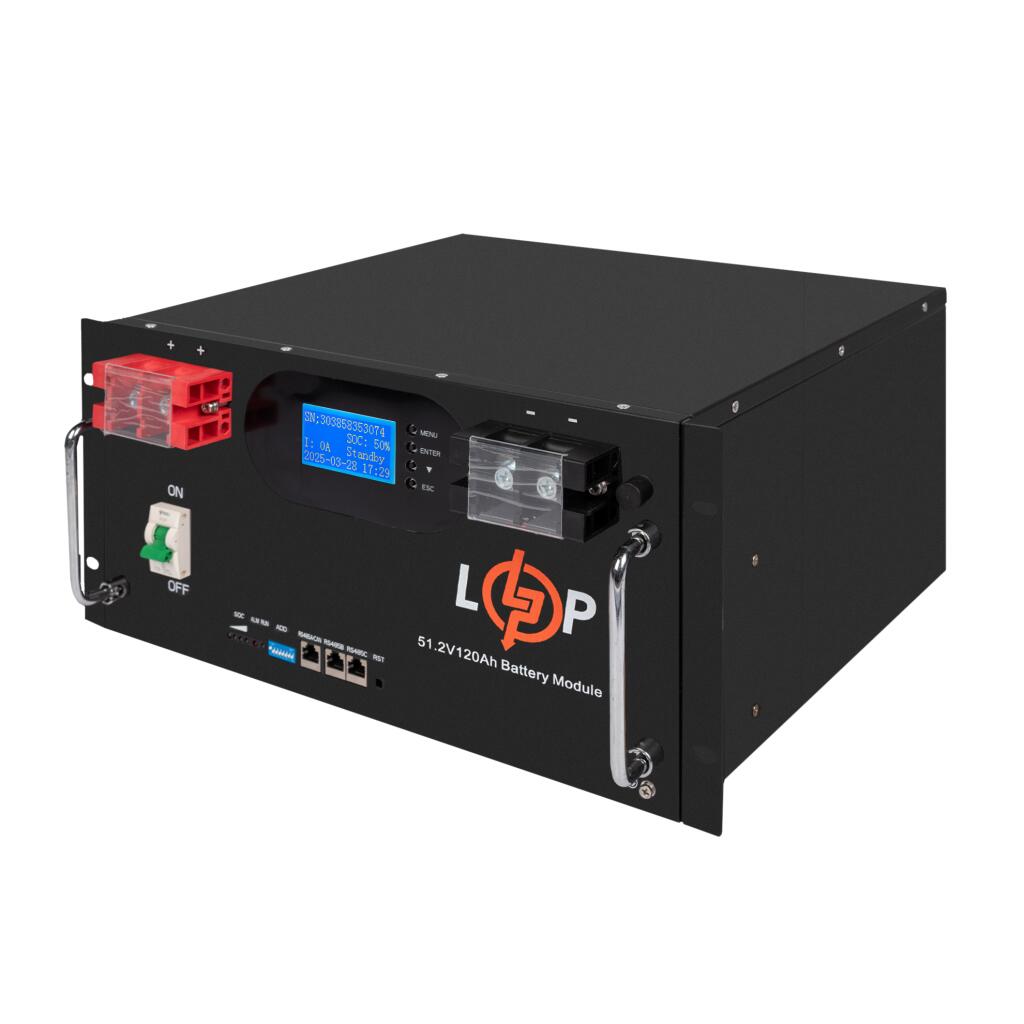 Акумулятор LP LiFePO4 51,2V - 120 Ah 6000Wh (Smart BMS 100A) с LCD RM AB RS485/CAN - Зображення 5