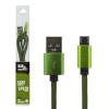 Кабель USB - micro USB 1м Gr (метал. плетение) зеленый - Изображение 1