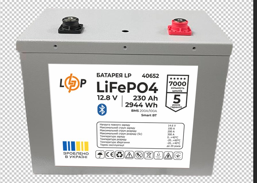 Аккумулятор LP LiFePO4 12,8V - 230 Ah (2944Wh) (BMS 200A/100А) Метал Smart BT - Изображение 1