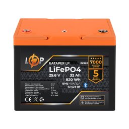 Акумулятор LP LiFePO4 25,6V - 32 Ah (820Wh) (BMS 40A/32А) пластик Smart BT