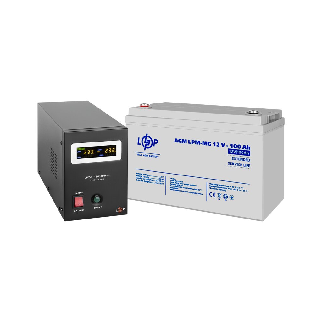 Комплект резервного живлення LogicPower ДБЖ 560W + мультигелева батарея 1200Wh(36973) - Изображение 2