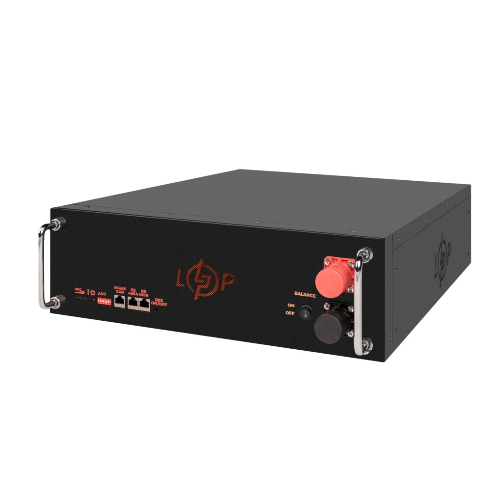 Акумулятор LP LiFePO4 51,2V - 100 Ah (5120Wh) (BMS SP 100A/50А) RM RS485/CAN LCD BL - Изображение 3