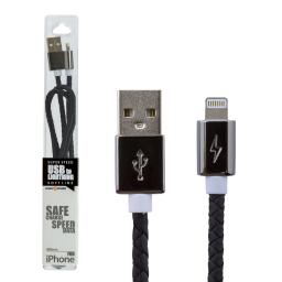 Кабель USB - Lightning USB - Lightning 1м B (кож. плетение) черный / R