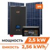 Комплект СЭС 2.5kW АКБ 2.56kWh (литий) 100 Ah Премиум (без комплектующих) - Изображение 1