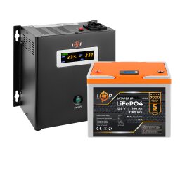 Комплект резервного живлення LP (LogicPower) ДБЖ + літієва (LiFePO4) батарея (UPS W500+ АКБ LiFePO4 1280W) 