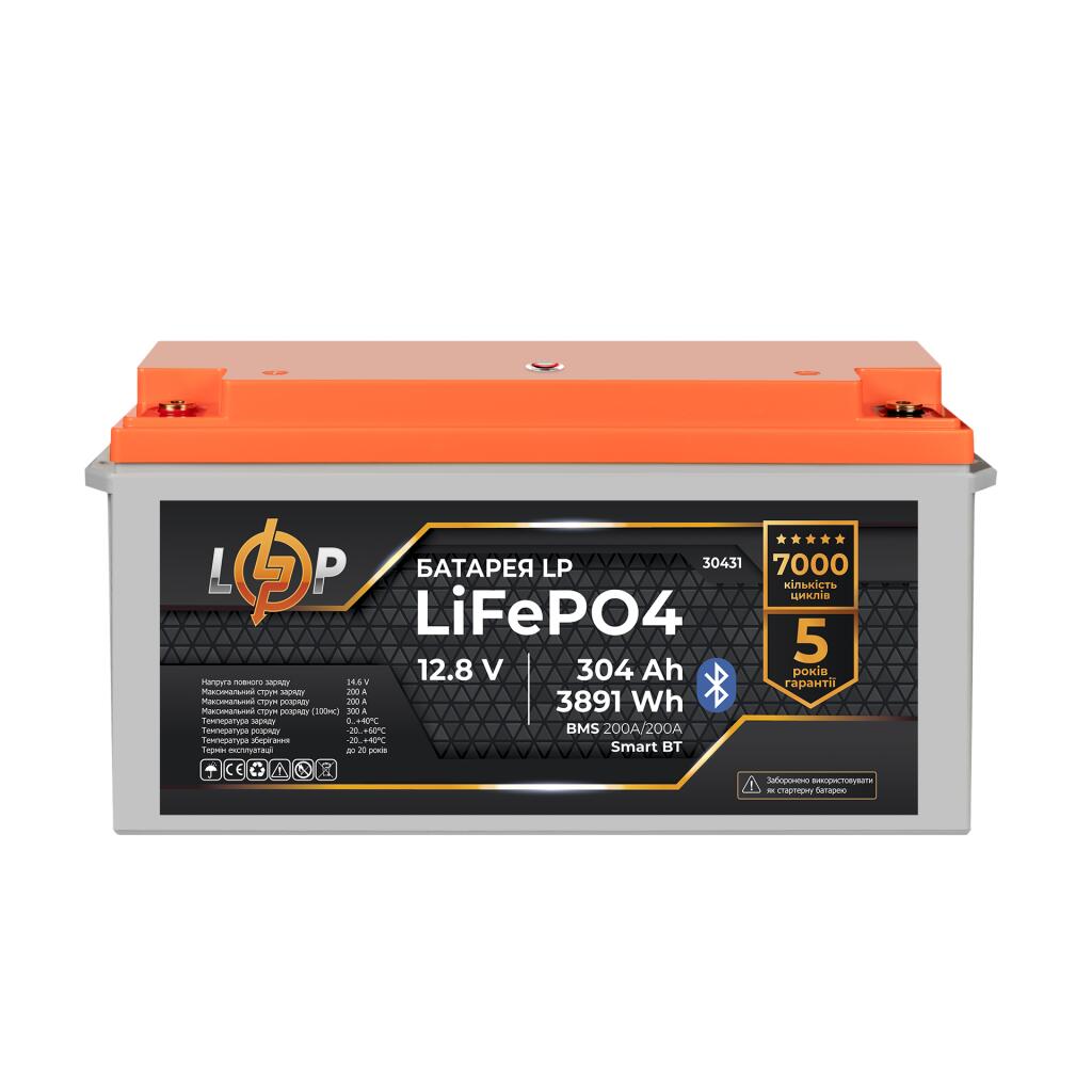 Акумулятор LP LiFePO4 12,8V - 304 Ah (3891Wh) (BMS 200A/200А) пластик Smart BT - Зображення 2