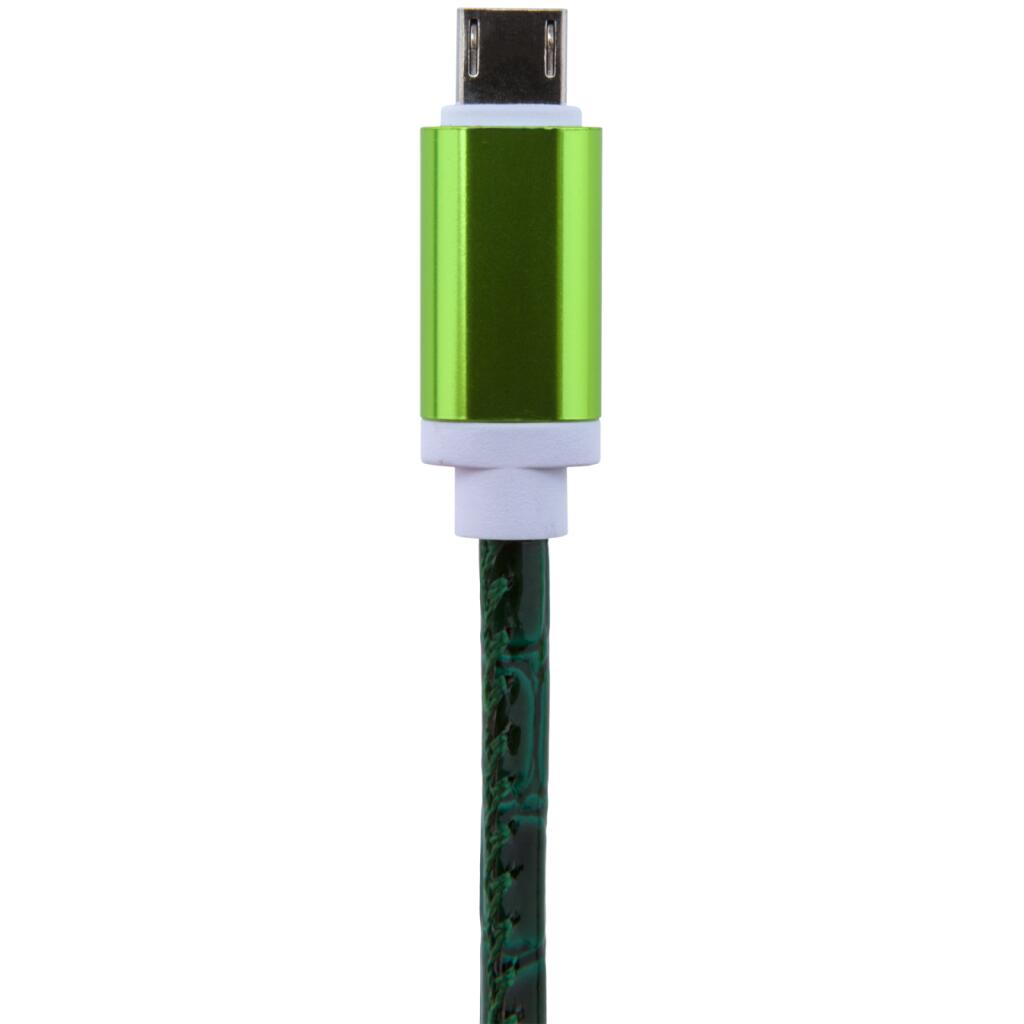 Кабель USB - micro USB 1м Gr (кожа) зеленый / Retail - Изображение 2