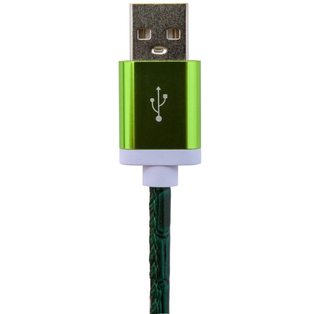 Кабель USB - micro USB 1м Gr (кожа) зеленый / Retail - Изображение 3