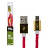 Кабель USB - micro USB 1м R (кож. плетение) красный / Retail - Изображение 1