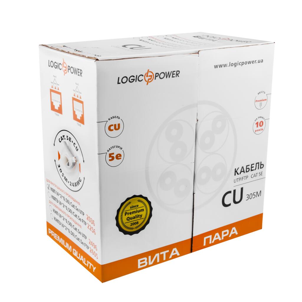 Кабель для внутренней прокладки LP CU Cat.5e UTP 4x2x0.50 мм 305 м - Изображение 2