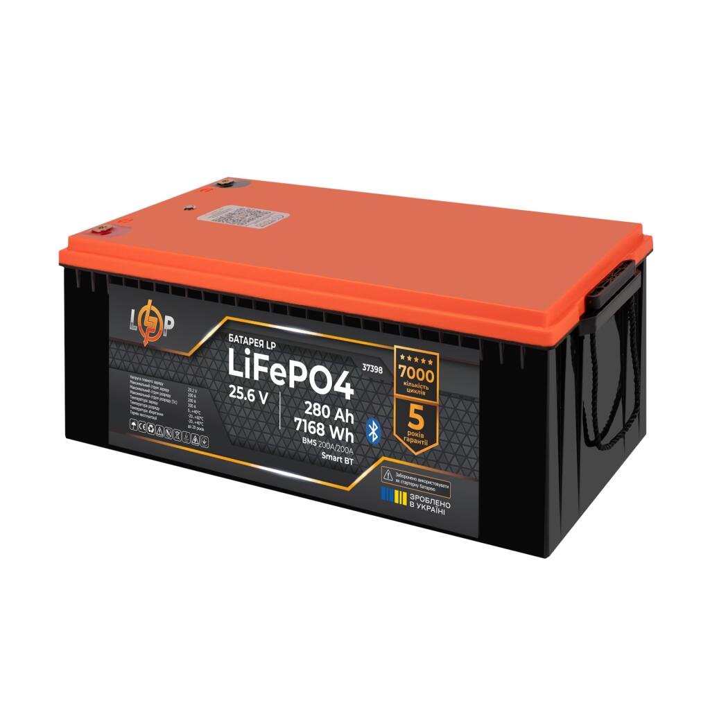 Акумулятор LP LiFePO4 25,6V - 280 Ah (7168Wh) (BMS 200A/200А) пластик Smart BT - Зображення 5
