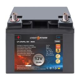 Аккумулятор для автомобиля литиевый LP LiFePO4 12V - 36 Ah (+ слева)