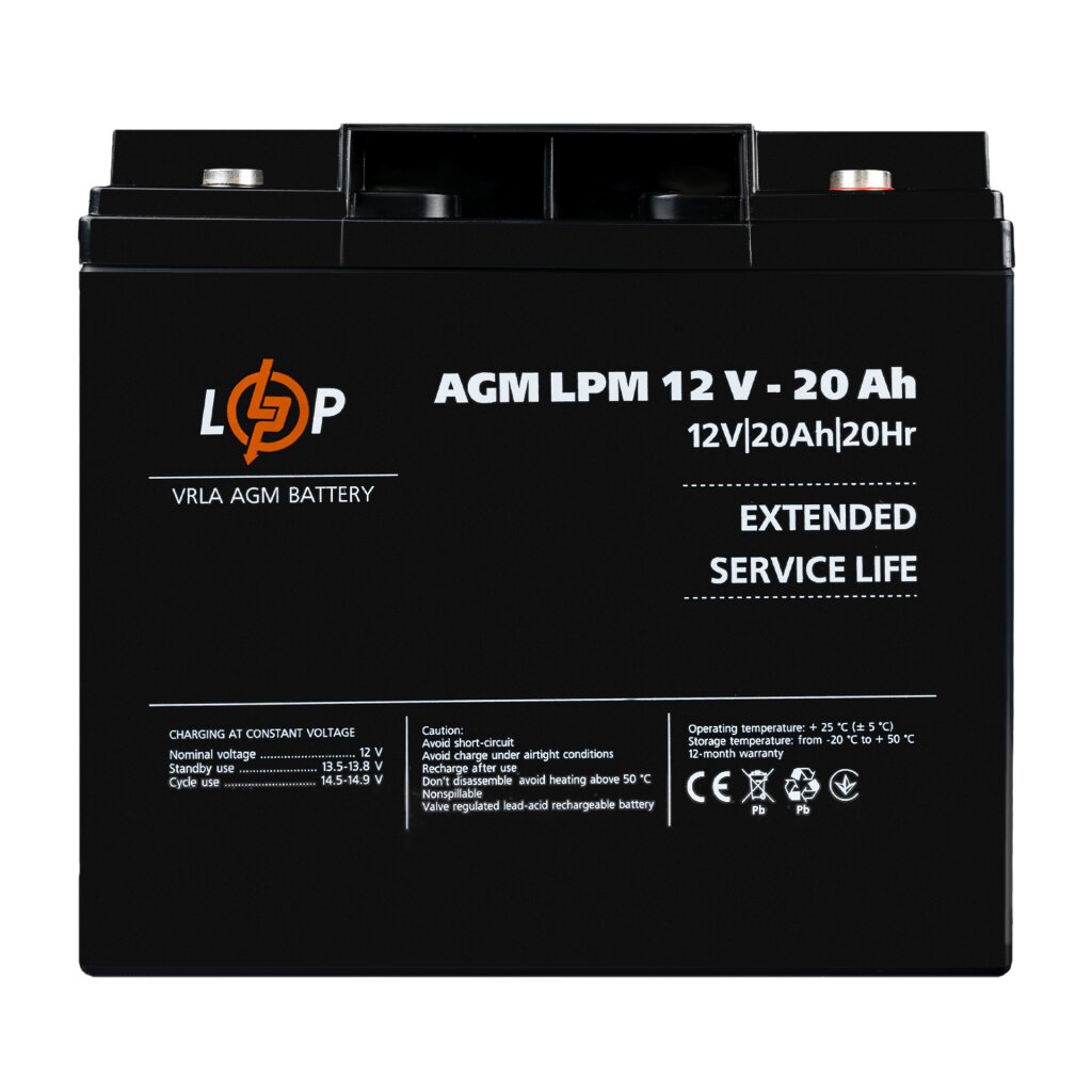 Акумулятор AGM LPM 12V-20 Ah під болт М5 - Изображение 1