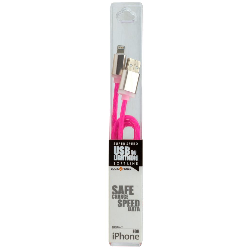 Кабель USB - Lightning 1м R-P (силикон) красно-розовый / Retail - Изображение 4
