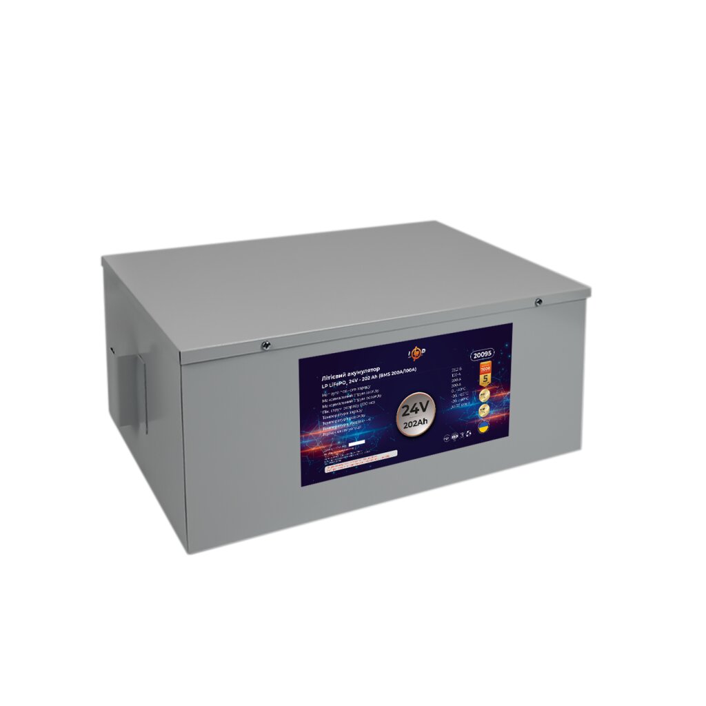 Акумулятор LP LiFePO4 24V (25,6V) - 202 Ah (5171Wh) (BMS 200A/100A) металл - Изображение 2