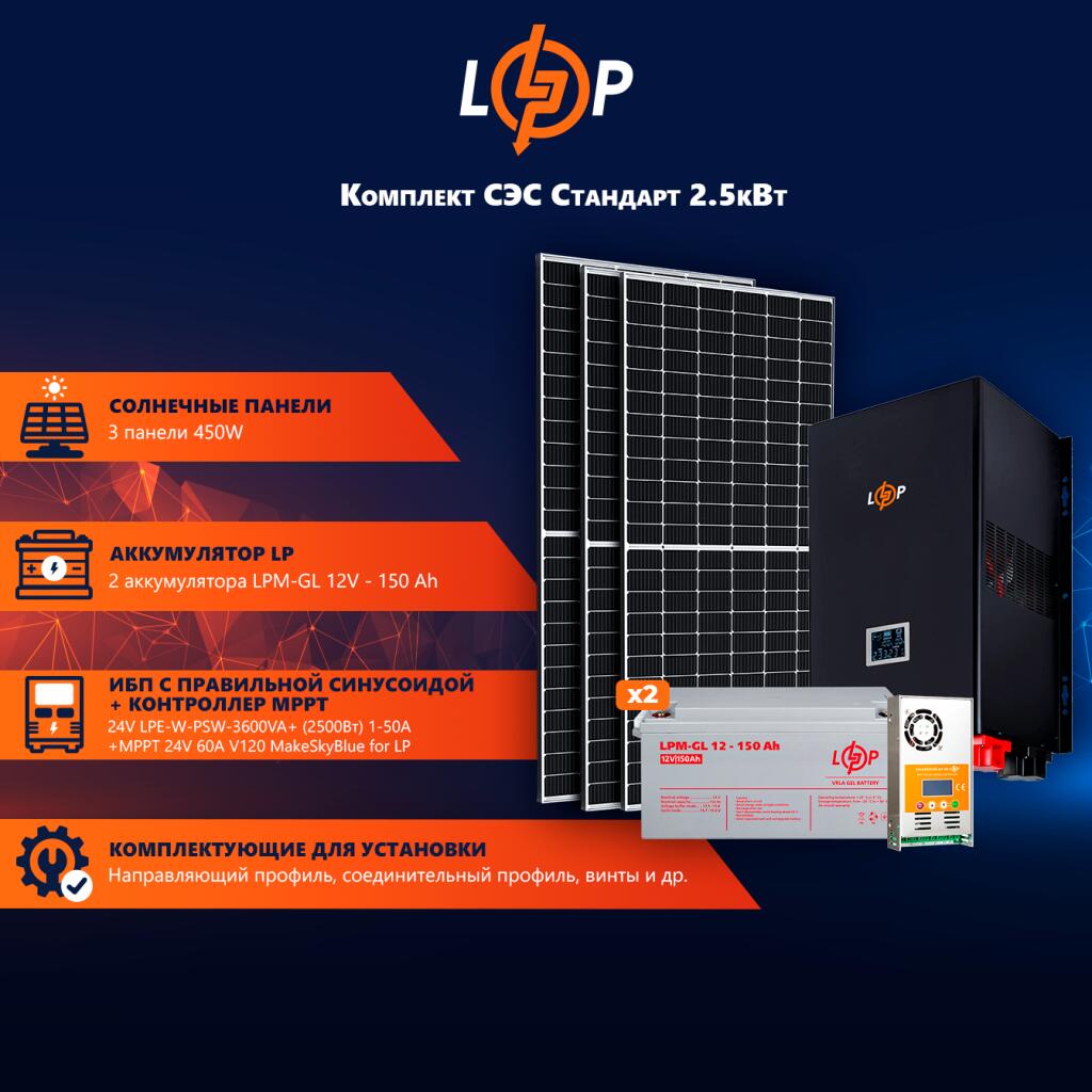 Солнечная электростанция (СЭС) Стандарт 2.5kW АКБ 3.6kWh Gel 150 Ah - Изображение 4