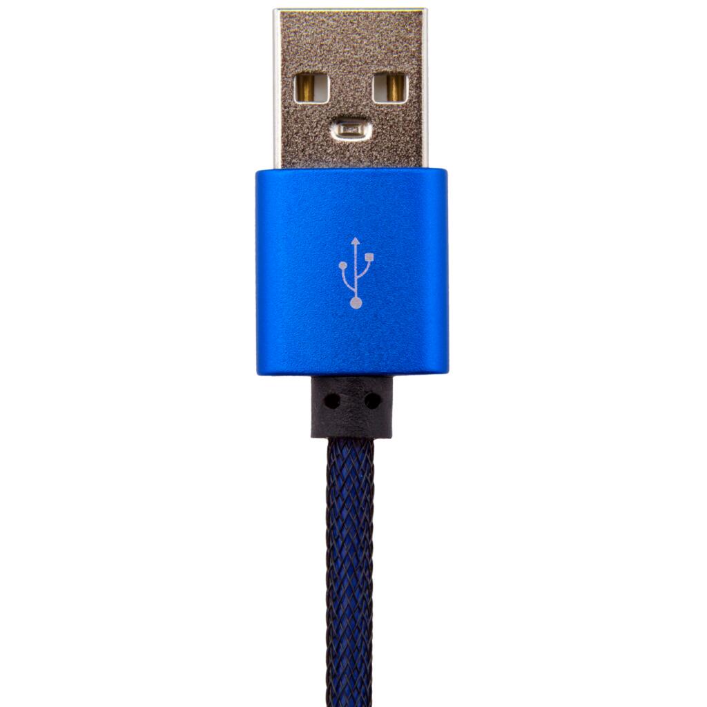 Кабель USB - Lightning 1м Bl (метал. плетение) синий / - Изображение 3