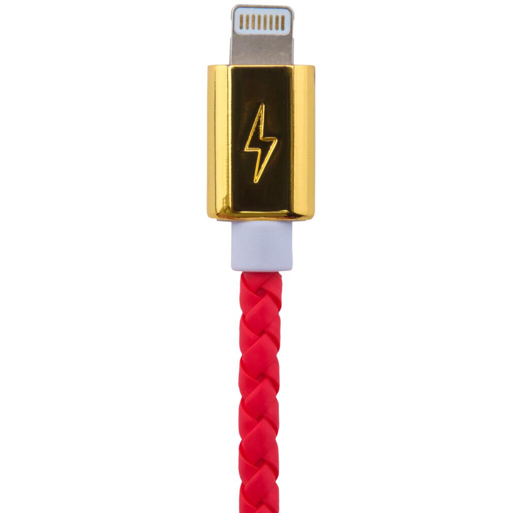 Кабель USB - Lightning 1м R (кож. плетение) красный / - Изображение 2